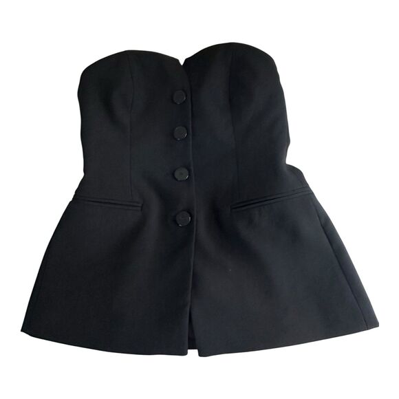 ZARA Mixed Satin Effect Bustier Button Lined Top Size Small - Picture 1 of 9